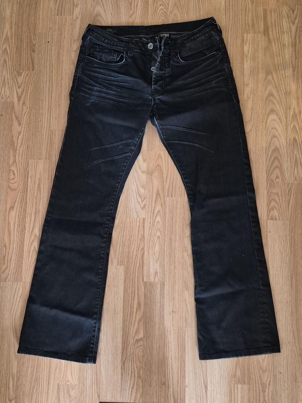 Button Men's Black Jeans - Classic Straight Fit